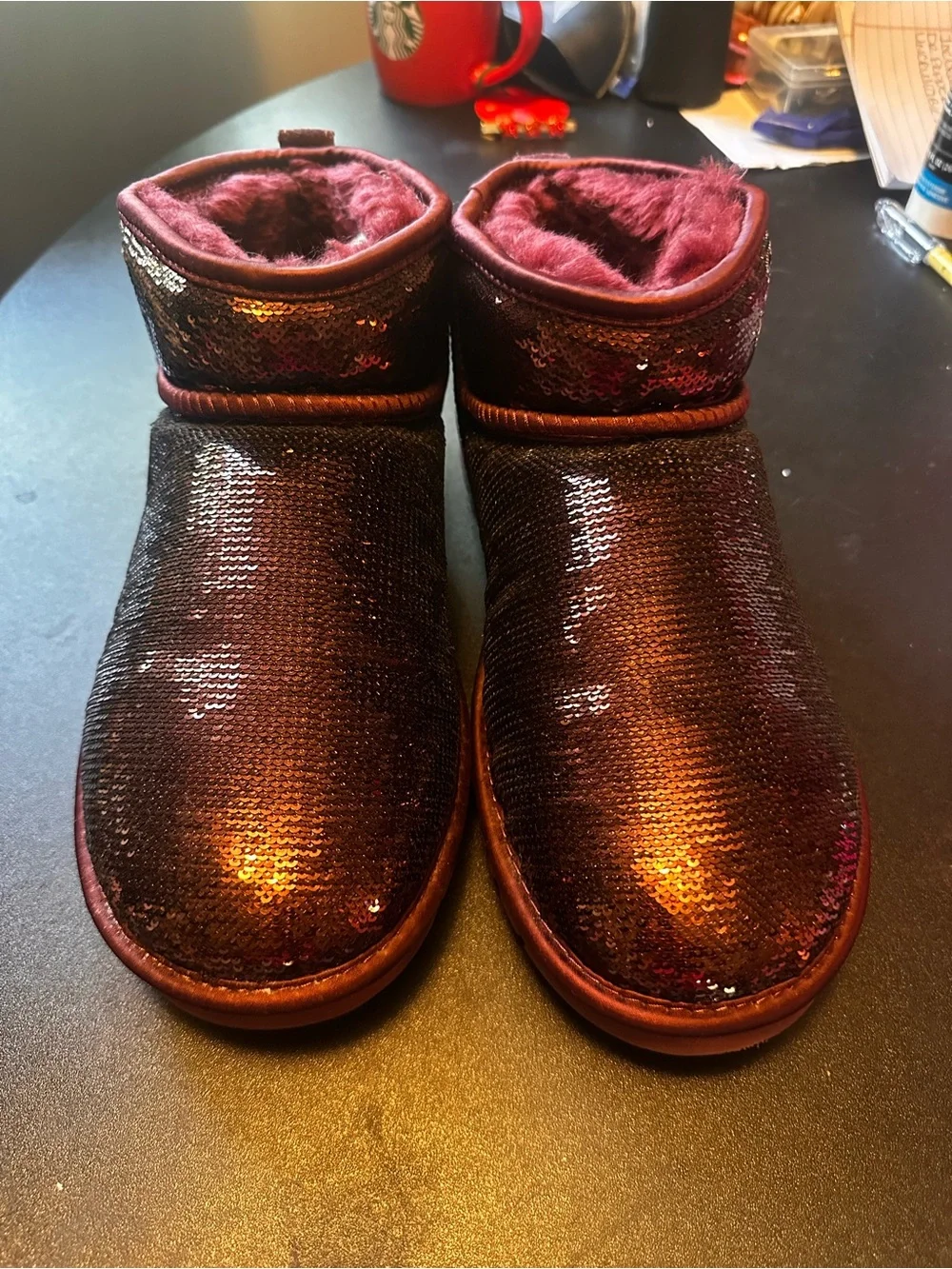 UGG  Burgundy Sequin Suede Boots women size 9